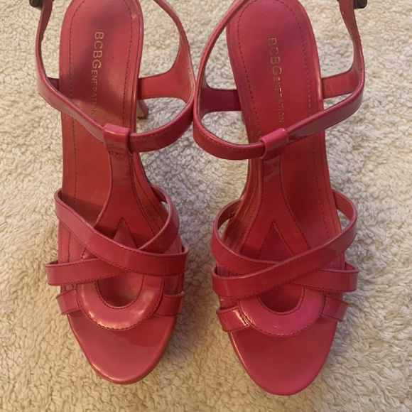bcbgeneration shoes Women Size 7.5 Pink Platform Strappy  High Heels - Picture 1 of 5